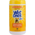Wet Ones For Pets Antibacterial Dog Wipes Multi Purpose Grooming Wipes With Aloe Vera Tropical Splash Scent 50 Count Canister