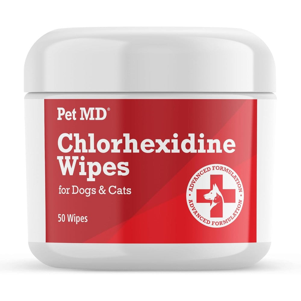 Pet MD Topical Wipes For Cleansing With Aloe For Cats And Dogs 50 Count Antiseptic And Antifungal Medicated Wipes For Skin Infections