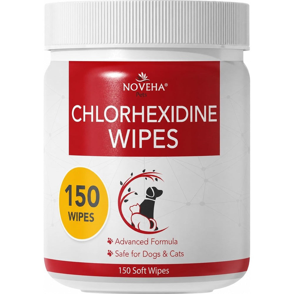 Noveha Formulated Pet Wipes For Facial And Finger Folds And Underarms Antiseptic Cleansing Pads For Dogs And Cats 150 Counts