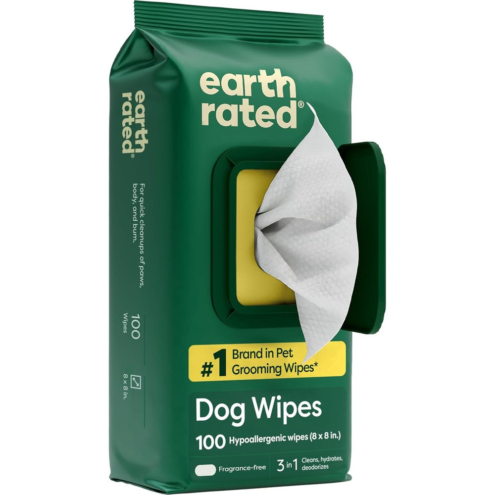 Earth Rated Hypoallergenic Pet Wipes For Dogs And Cats Unscented Deodorizing Grooming Wipes For Paws Body And Butt 100 Count