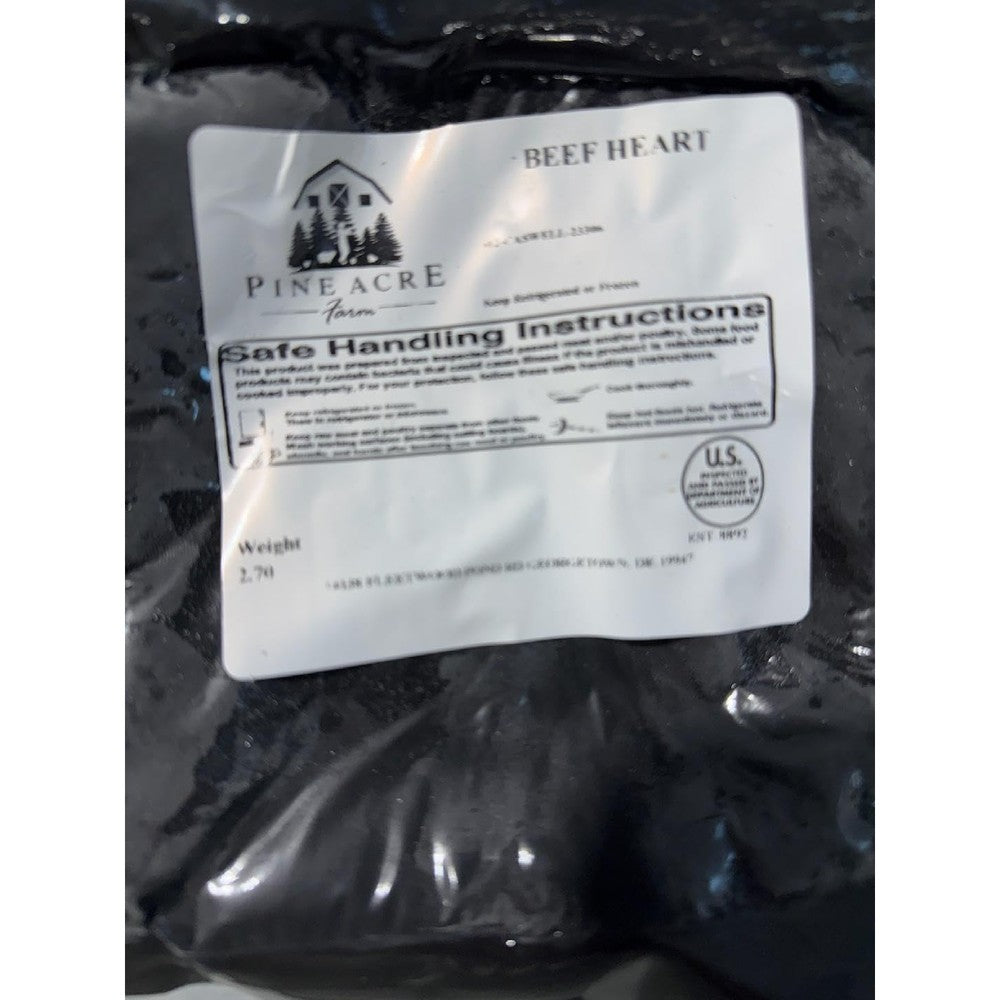 Pine Acre Farm Authentic USA Imported Frozen Beef Heart Nutrient Dense Grass Fed Organ Meat 2.70 Pounds
