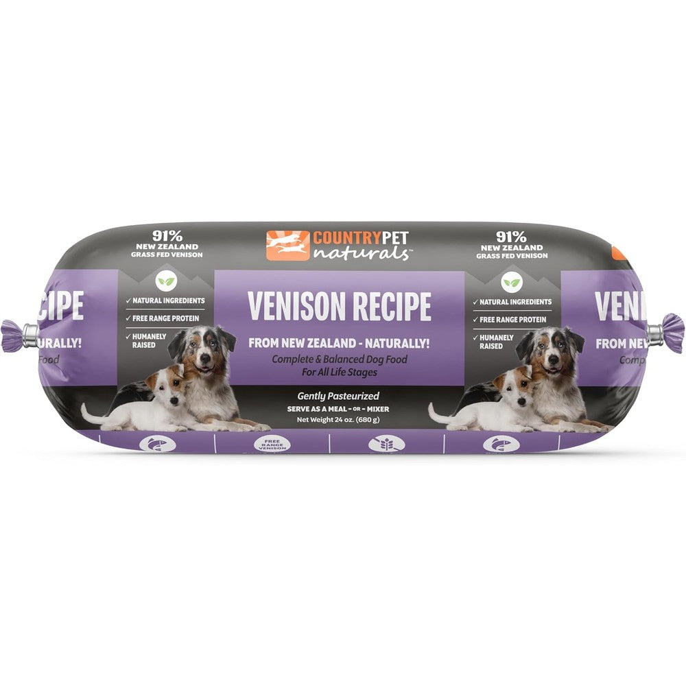 CountryPet Naturals New Zealand Venison Frozen Dog Food High Protein Grass Fed Free Range Meat Grain Free 12 Pound Case