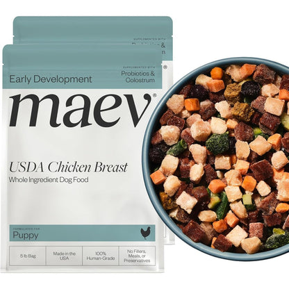 Maev Human-Grade Fresh-Frozen Chicken Puppy Food Complete And Balanced Growth Formula With Colostrum And Probiotics 10 Pound