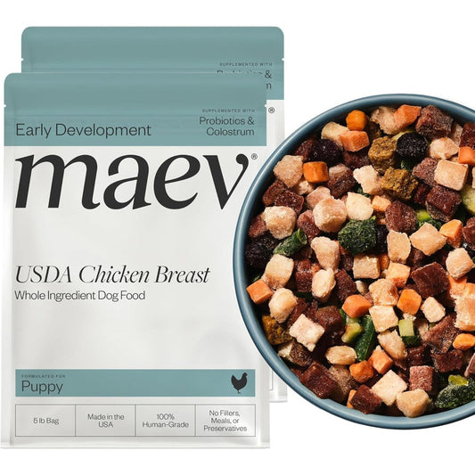 Maev Human-Grade Fresh-Frozen Chicken Puppy Food Complete And Balanced Growth Formula With Colostrum And Probiotics 10 Pound