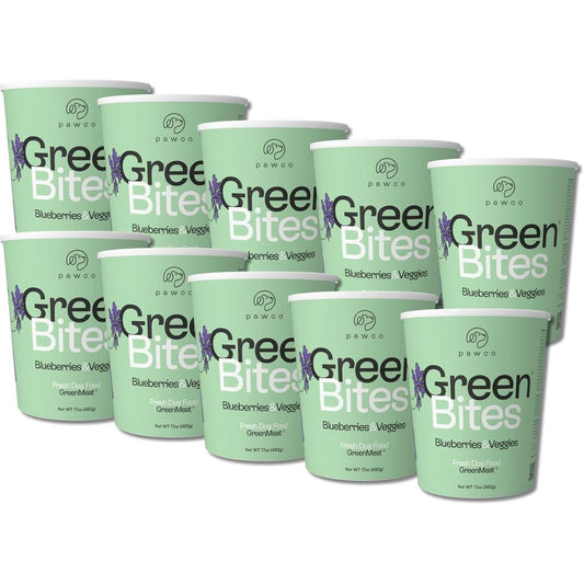 PawCo Foods GreenBites Fresh Dog Food Blueberry Recipe With Spinach Carrots And Flaxseed For Energy And Digestion Pack Of 10 Seventeen Ounce Tubs