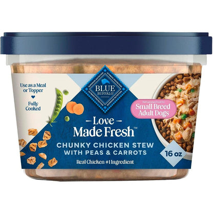 Blue Buffalo Love Made Fresh Chunky Chicken Stew With Carrots And Peas For Small Breed Adult Dogs 1 Pound Refrigerated Tub