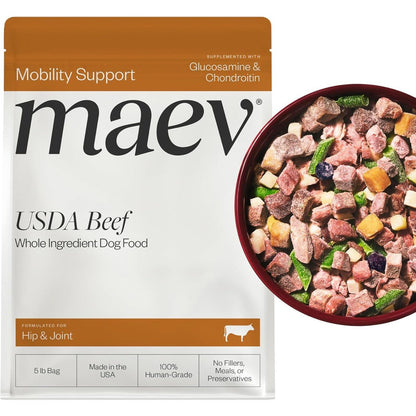 Maev Human Grade Fresh Frozen Beef Dog Food Hip And Joint Formula High Protein Grain Free Whole Ingredient Raw Meal For Dogs 5 Pound