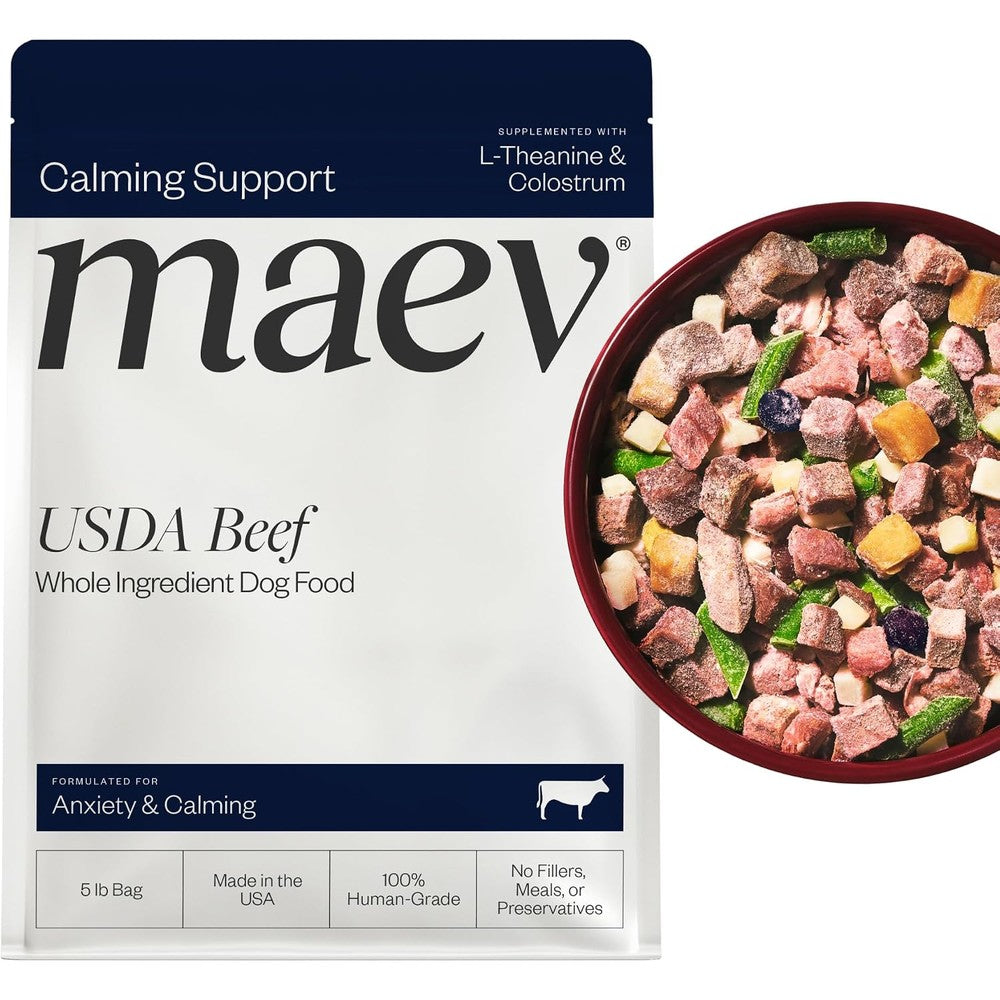 Maev Human-Grade Fresh-Frozen Beef Dog Food Anxiety And Calming Formula Whole Ingredient Raw Nutrition Complete Meal Or Topper 5 Pound