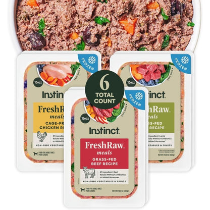 Instinct FreshRaw Meals Natural Frozen Dog Food Grain Free Variety Pack 16 Ounce Pack Of 6