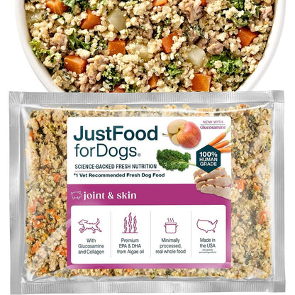 JustFoodForDogs Joint And Skin Support Frozen Fresh Dog Food For Sensitive Skin And Allergies, 18 Ounce, Pack Of 7