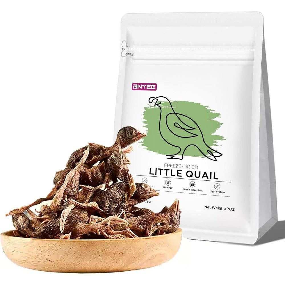 Bnyee Freeze Dried Little Quail Treats For Dogs And Cats High Protein Raw Pet Snack 7 Ounces