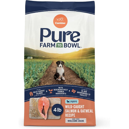 Canidae Pure Farm To Bowl Dry Puppy Dog Food Limited Ingredient Formula Wild Caught Salmon And Oatmeal Recipe 4 Pound