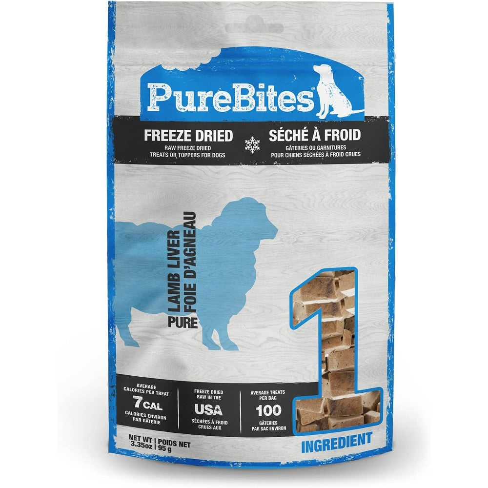 PureBites Lamb Liver Freeze Dried Dog Treats Single Ingredient Protein Rich Pet Training Snack 3.35 Ounce