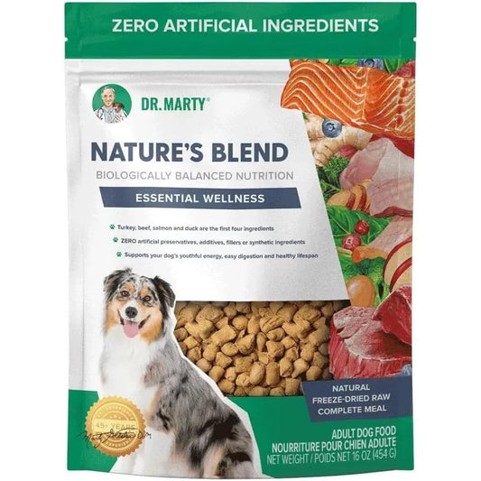Dr. Marty Nature's Blend Essential Wellness Freeze Dried Raw Dog Food 18 Ounce Pack Of 3 Bags