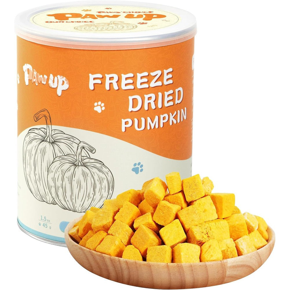 PAWUP Freeze Dried Pumpkin Treats for Dogs & Cats - Single Ingredient High Fiber Dog Food Topper for Digestion & Gut Health, Natural Pet Snacks for Sensitive Stomachs, 1.58 oz