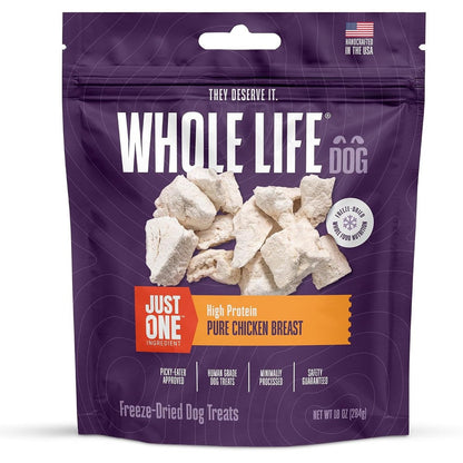 Whole Life Pet Products Just One Chicken Single Ingredient USA Freeze Dried Chicken Breast Dog And Cat Treats Value Pack 10 Ounce