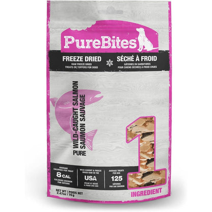 PureBites Salmon Freeze Dried Dog Treats One Ingredient Made In USA Raw Sockeye Salmon Pet Treat Food Topper Two Point Forty Seven Ounce