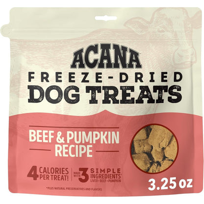 ACANA Singles Grain Free Limited Ingredient Freeze Dried Beef And Pumpkin Dog Treats 3.25 Ounce Bag