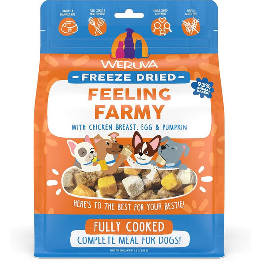 Weruva Feeling Farmy Freeze Dried Dog Food With Chicken Breast Egg And Pumpkin 5.5 Ounce Bag