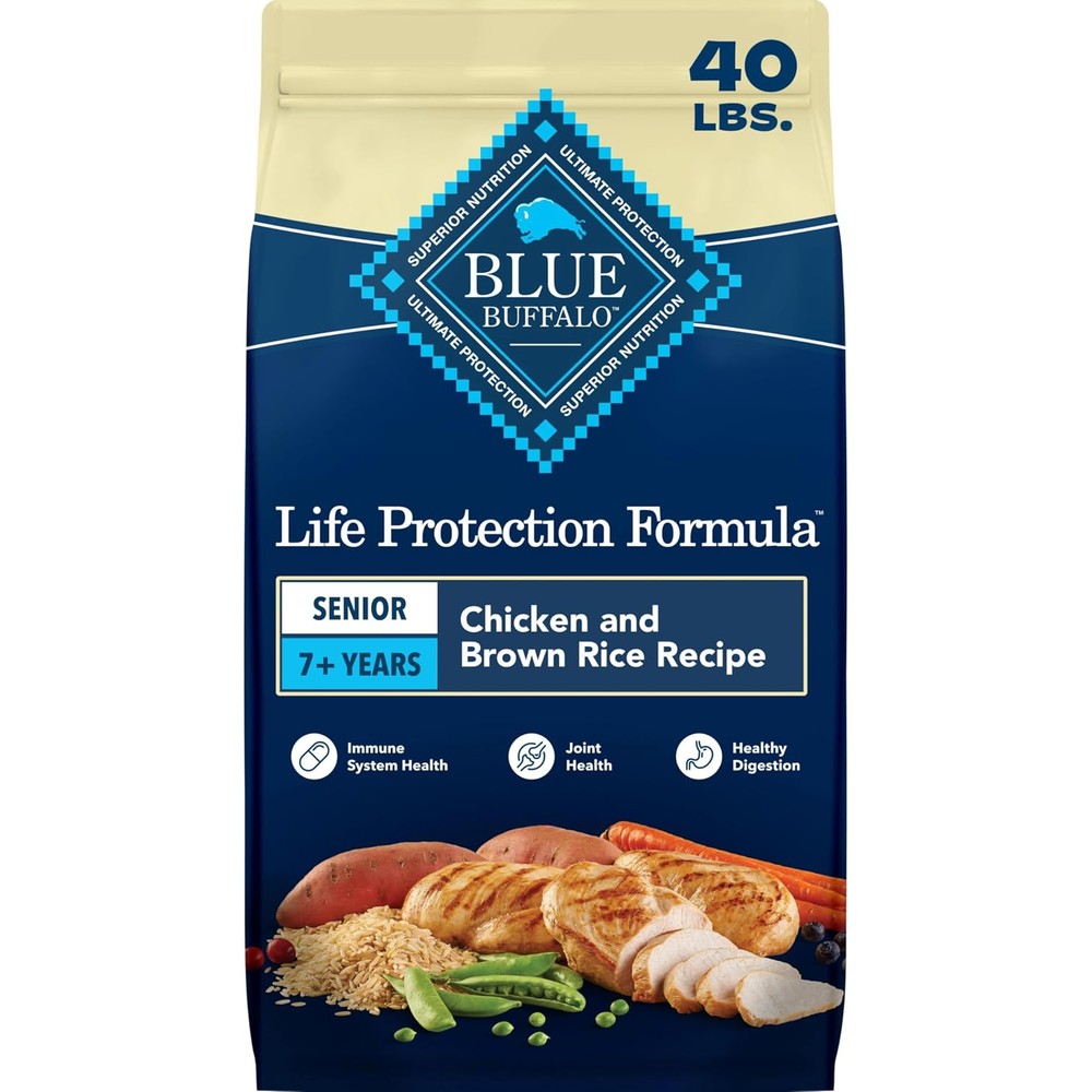 Blue Buffalo Life Protection Formula Senior Dry Dog Food, Chicken And Brown Rice Recipe With Antioxidant LifeSource Bits, 40 Pounds