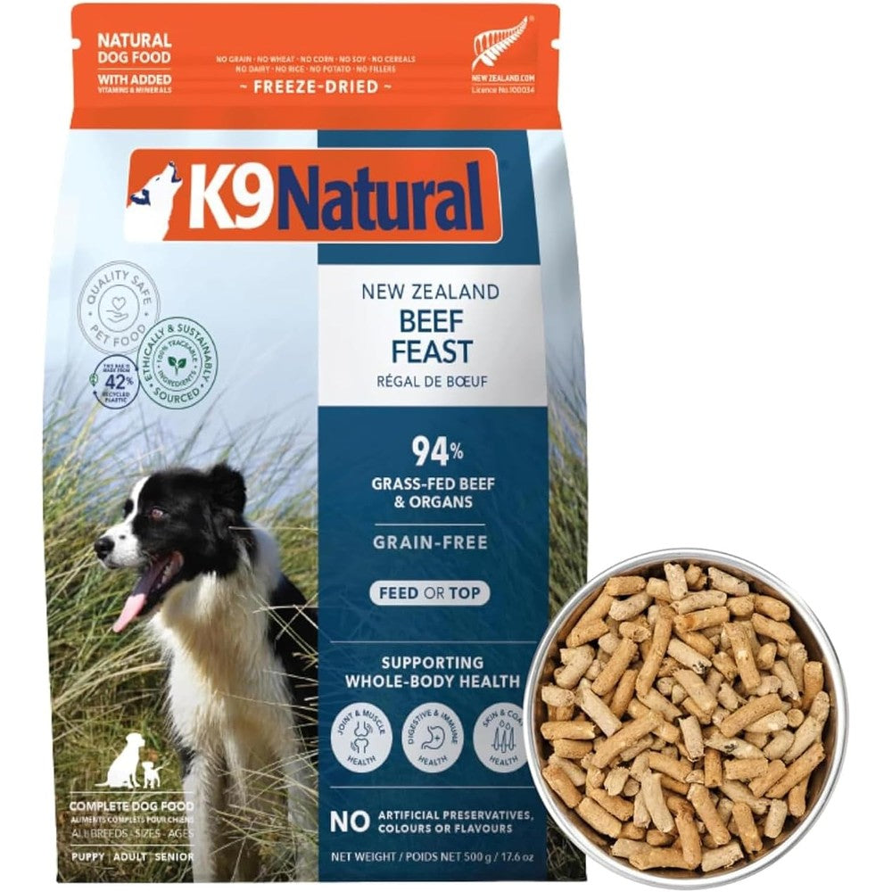 K9 Natural beef freeze dried dog food front view