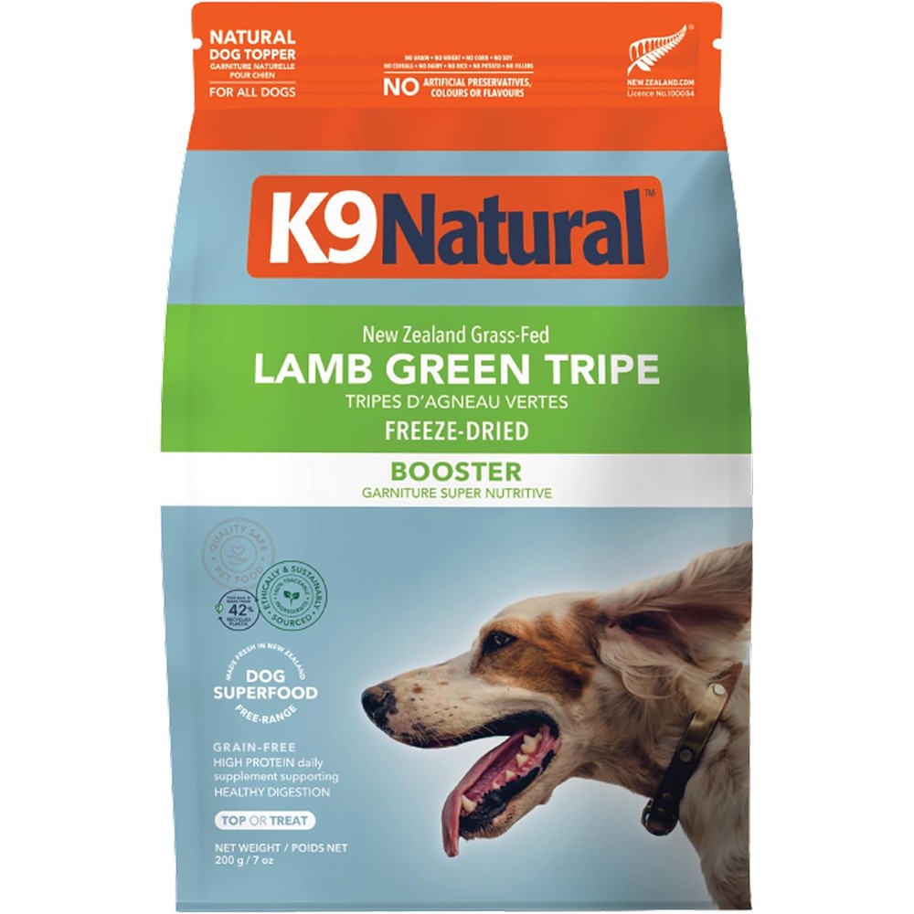 K9 Natural Lamb Green Tripe Freeze Dried Dog Food Topper For Digestive Support Seven Ounce