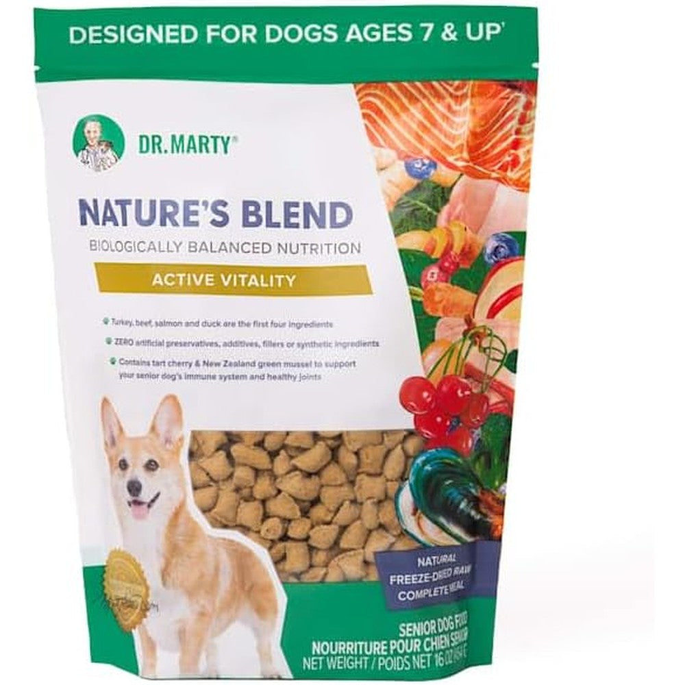 Dr. Marty Nature's Blend Active Vitality Freeze Dried Raw Dog Food For Senior Dogs 16 Ounce