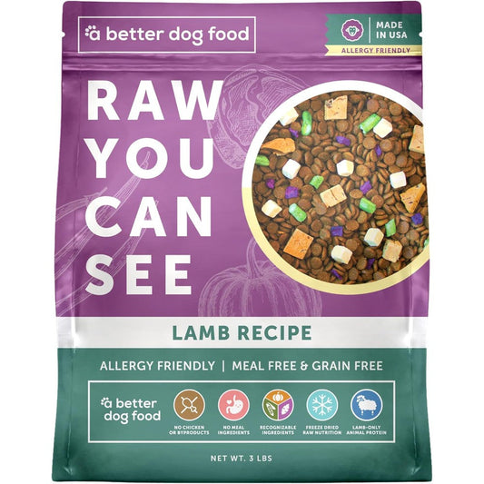 A Better Treat Allergy Friendly Lamb Dry Dog Food With Freeze Dried Raw Pieces For Sensitive Stomachs And Grain Free Nutrition 3 Pound Bag