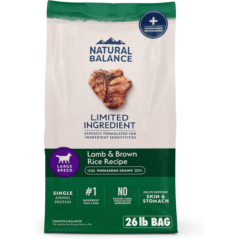 Natural Balance Limited Ingredient Diet Large Breed Adult Dry Dog Food With Healthy Grains Lamb And Brown Rice Recipe 26 Pound