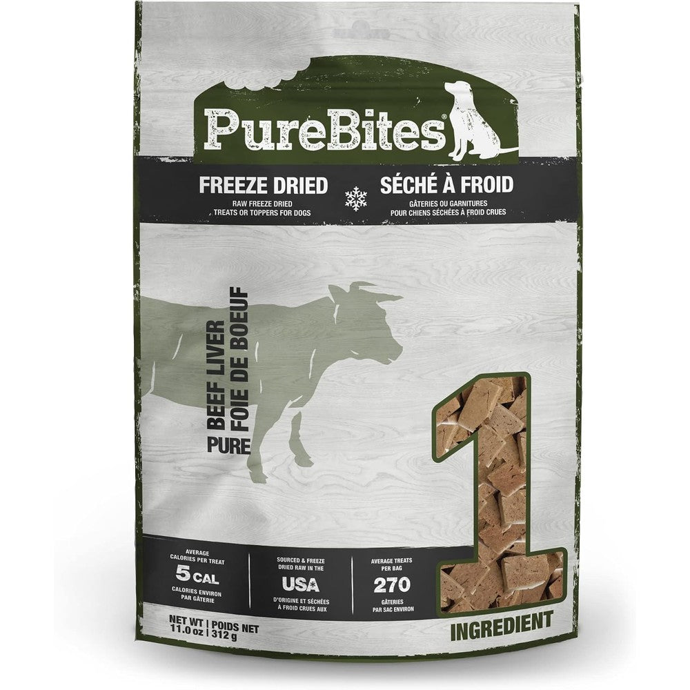 PureBites Beef Liver Freeze Dried Dog Treats Single Ingredient Sourced And Made In USA Eleven Ounce