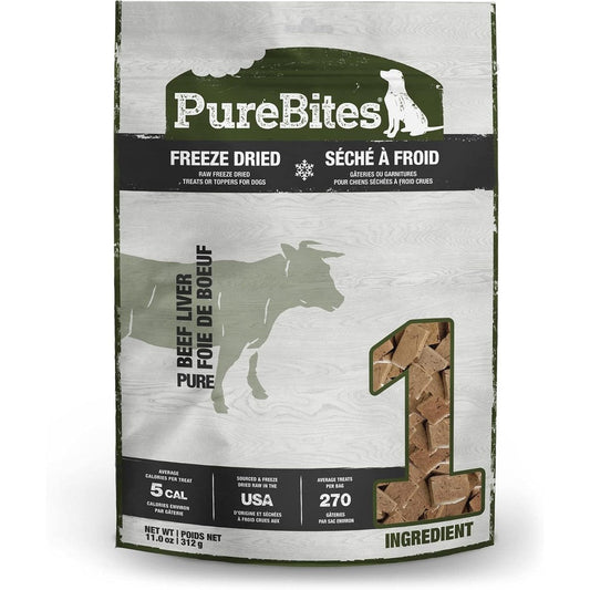 PureBites Beef Liver Freeze Dried Dog Treats Single Ingredient Sourced And Made In USA Eleven Ounce