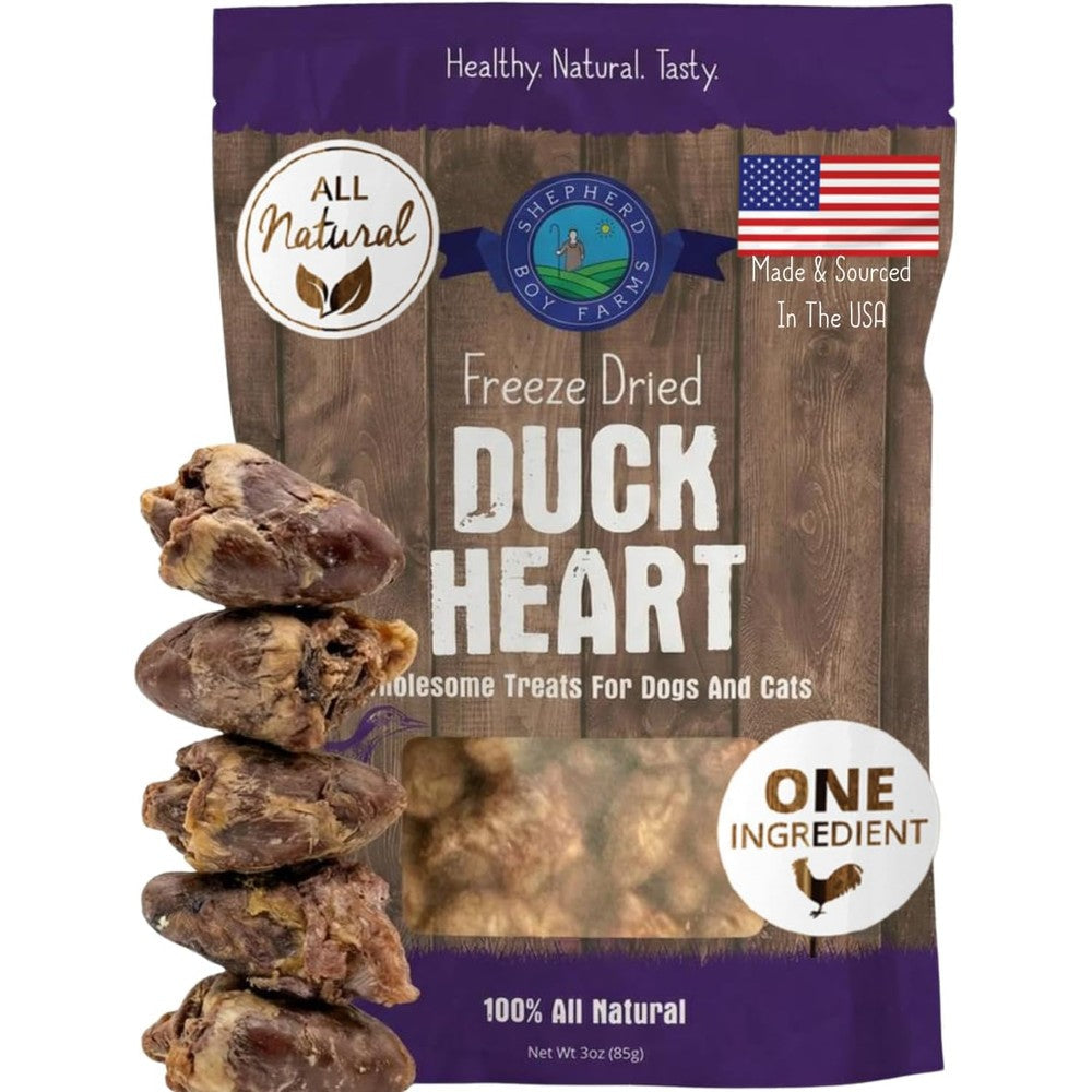 Shepherd Boy Farms Freeze Dried Duck Heart Treats All Natural Single Ingredient Raw Snacks For Dogs And Cats Three Ounces