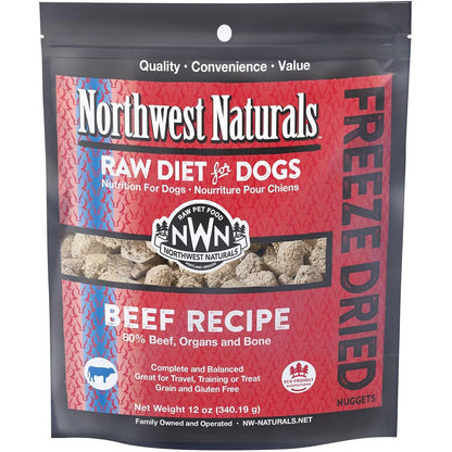 Northwest Naturals Raw Rewards Freeze Dried Beef Recipe Dog Food Bite Sized Nuggets Grain Free High Protein Twelve Ounce Bag