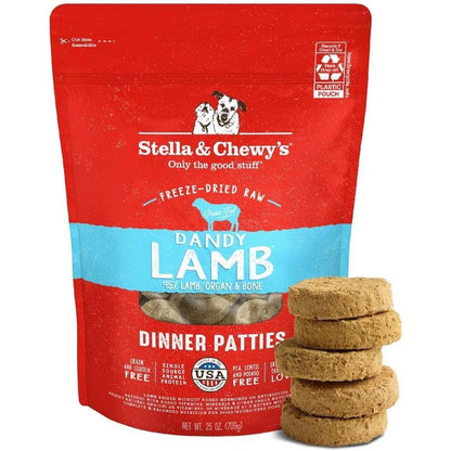 Stella & Chewy's Freeze-Dried Raw Dinner Patties Dandy Lamb Recipe High Protein Grain-Free All Life Stages Puppy And Dog Food 25 Ounce
