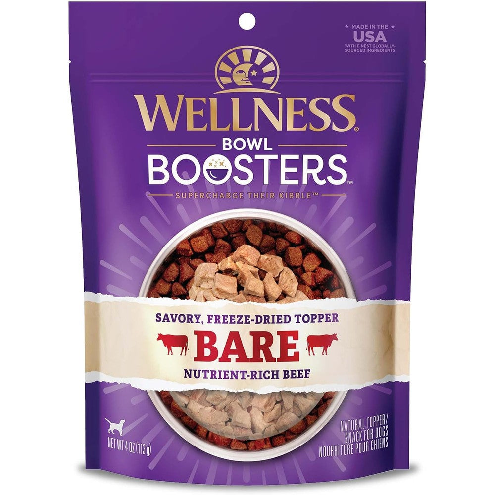 Wellness CORE Bowl Boosters Bare Freeze Dried Beef Dog Food Topper and Mixer Grain Free Natural Four Ounce Bag
