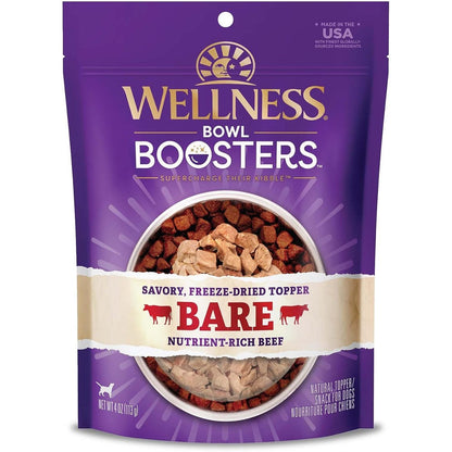 Wellness CORE Bowl Boosters Bare Freeze Dried Beef Dog Food Topper and Mixer Grain Free Natural Four Ounce Bag