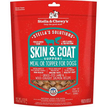 Stella & Chewy's Stella's Solutions Skin & Coat Boost Grass-Fed Lamb And Wild-Caught Salmon Dinner Morsels Freeze-Dried Raw Dog Food 4.25 Ounce