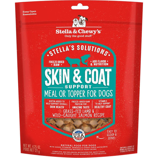 Stella & Chewy's Stella's Solutions Skin & Coat Boost Grass-Fed Lamb And Wild-Caught Salmon Dinner Morsels Freeze-Dried Raw Dog Food 4.25 Ounce