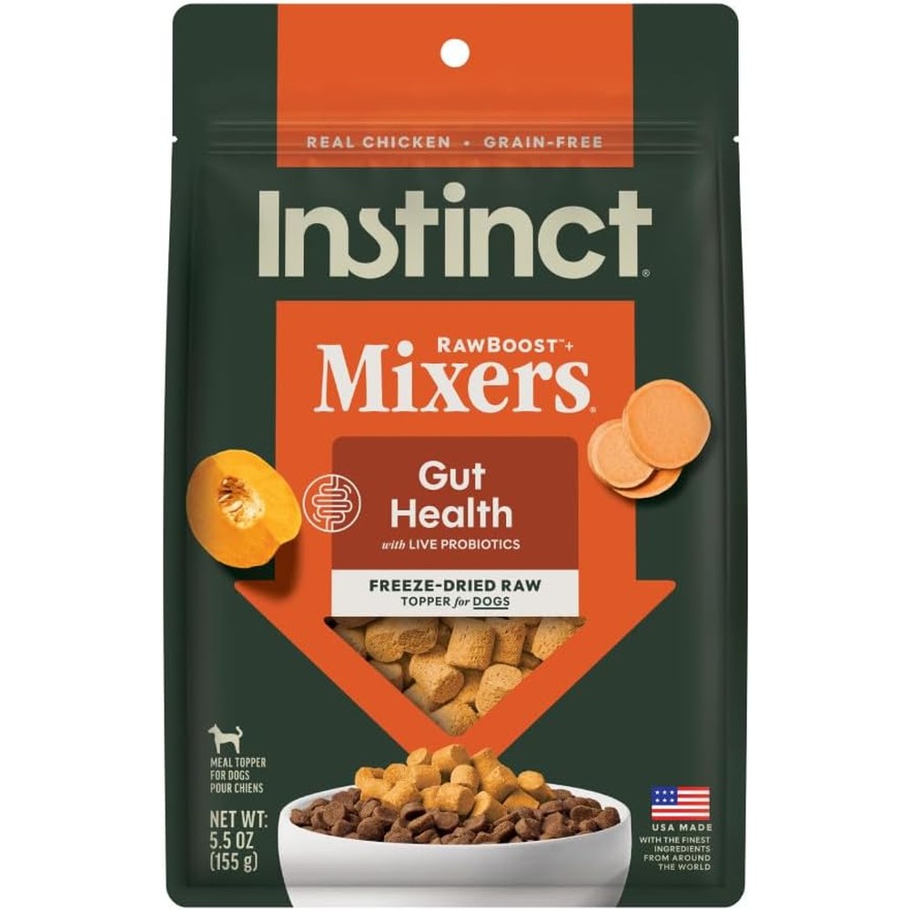 Instinct RawBoost Functional Mixers Grain Free Freeze Dried Dog Food Topper Real Chicken Gut Health Recipe 5.5 Ounce Bag
