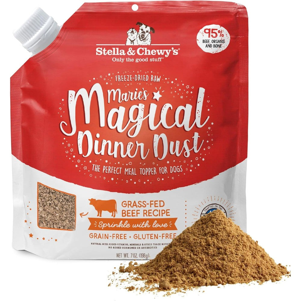 Stella & Chewy's Freeze-Dried Raw Marie's Magical Dinner Dust Premium Beef Dog Food Topper With Organic Fruits And Vegetables For Picky Eaters 7 Ounce