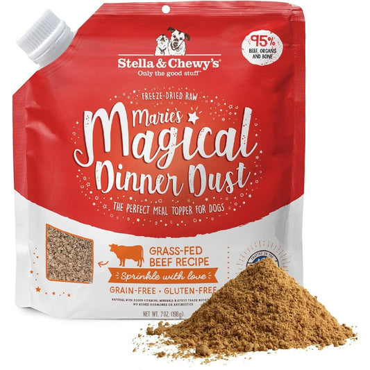 Stella & Chewy's Freeze-Dried Raw Marie's Magical Dinner Dust Premium Beef Dog Food Topper With Organic Fruits And Vegetables For Picky Eaters 7 Ounce