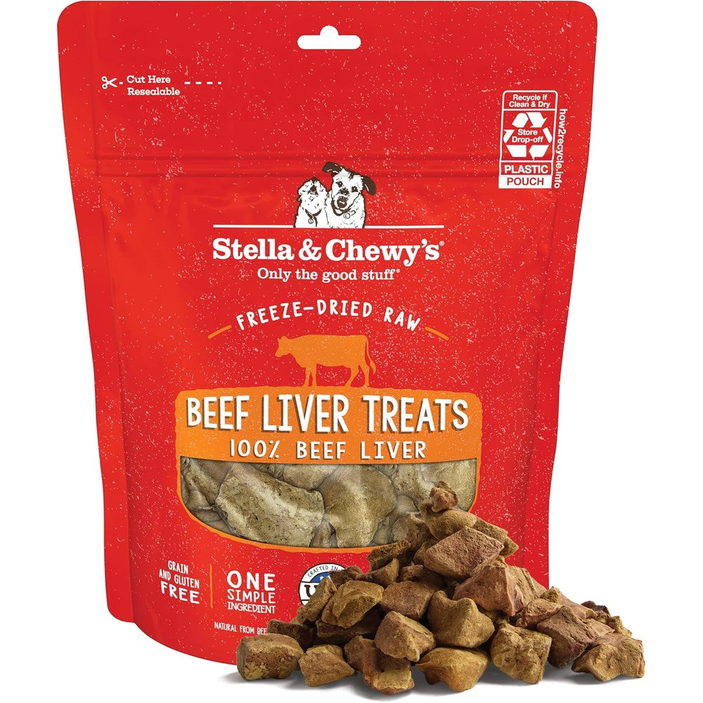 Stella & Chewy's Freeze-Dried Raw Beef Liver Dog Treats Single Ingredient Premium Training Snacks For Picky Eaters 3 Ounce Bag