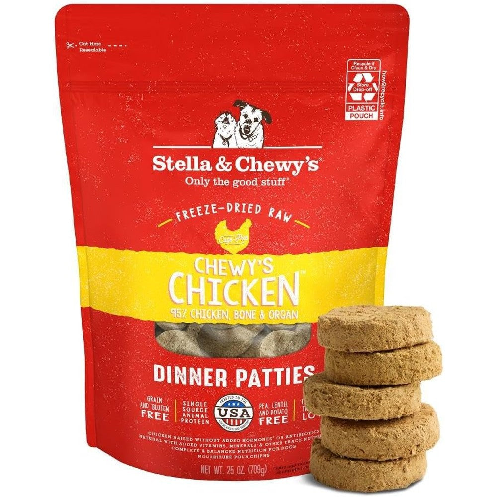 Stella & Chewy's Freeze-Dried Raw Chicken Dinner Patties High Protein Grain-Free Puppy And Dog Food Chicken Recipe 25 Ounce