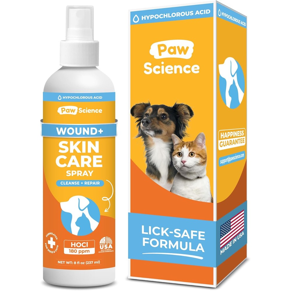 Paw Science Skin And Wound Care Spray For Dogs And Cats Lick Safe Antiseptic Itch Relief And Skin Repair Medicated Treatment Eight Fluid Ounces