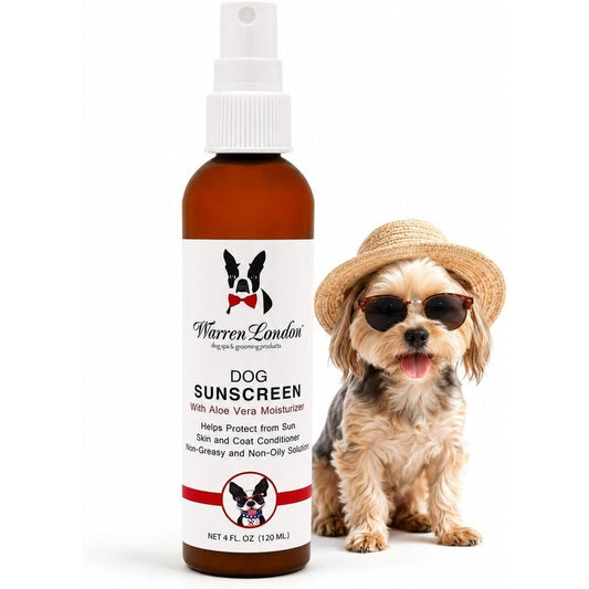 Warren London Premium Dog Sunscreen Spray Protection With Natural Aloe Vera Moisturizer Non Greasy Puppy Sunblock Skin Soother Made In USA 4 Ounce