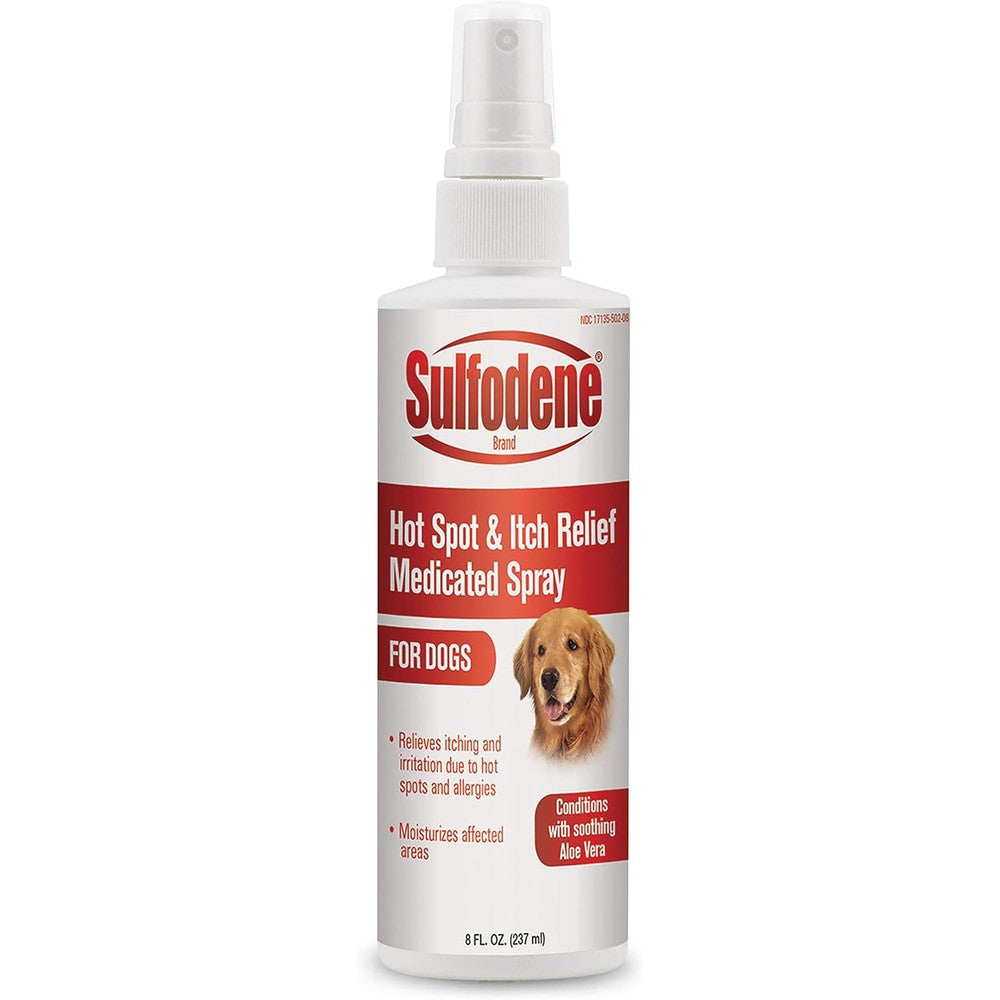 Sulfodene Hot Spot And Itch Relief Medicated Spray For Dogs Soothing Aloe Vera Skin Allergy Topical Treatment 8 Ounce
