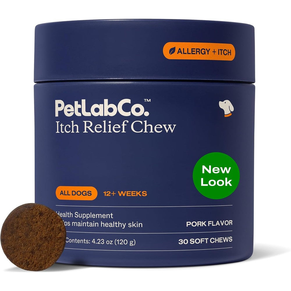 PetLab Co. Itch Relief Chews for Dogs with Turmeric Omega Fatty Acids and Honey Pork Flavor 30 Soft Chews