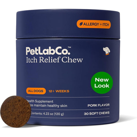PetLab Co. Itch Relief Chews for Dogs with Turmeric Omega Fatty Acids and Honey Pork Flavor 30 Soft Chews