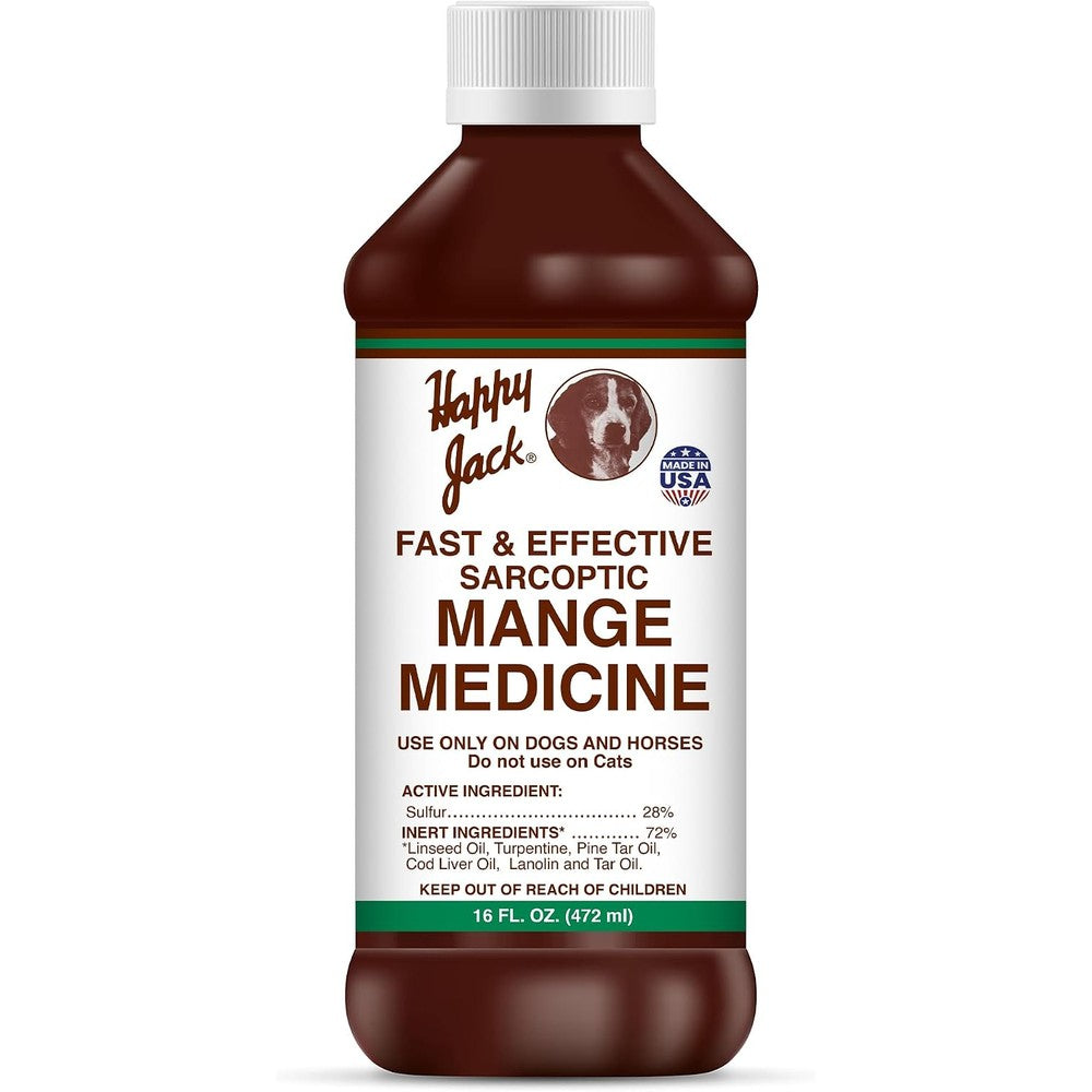 Happy Jack Sarcoptic Mange Medicine And Skin Treatment For Dogs And Horses Relieves Itching From Allergies And Eczema 16 Ounce