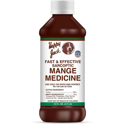 Happy Jack Sarcoptic Mange Medicine And Skin Treatment For Dogs And Horses Relieves Itching From Allergies And Eczema 16 Ounce